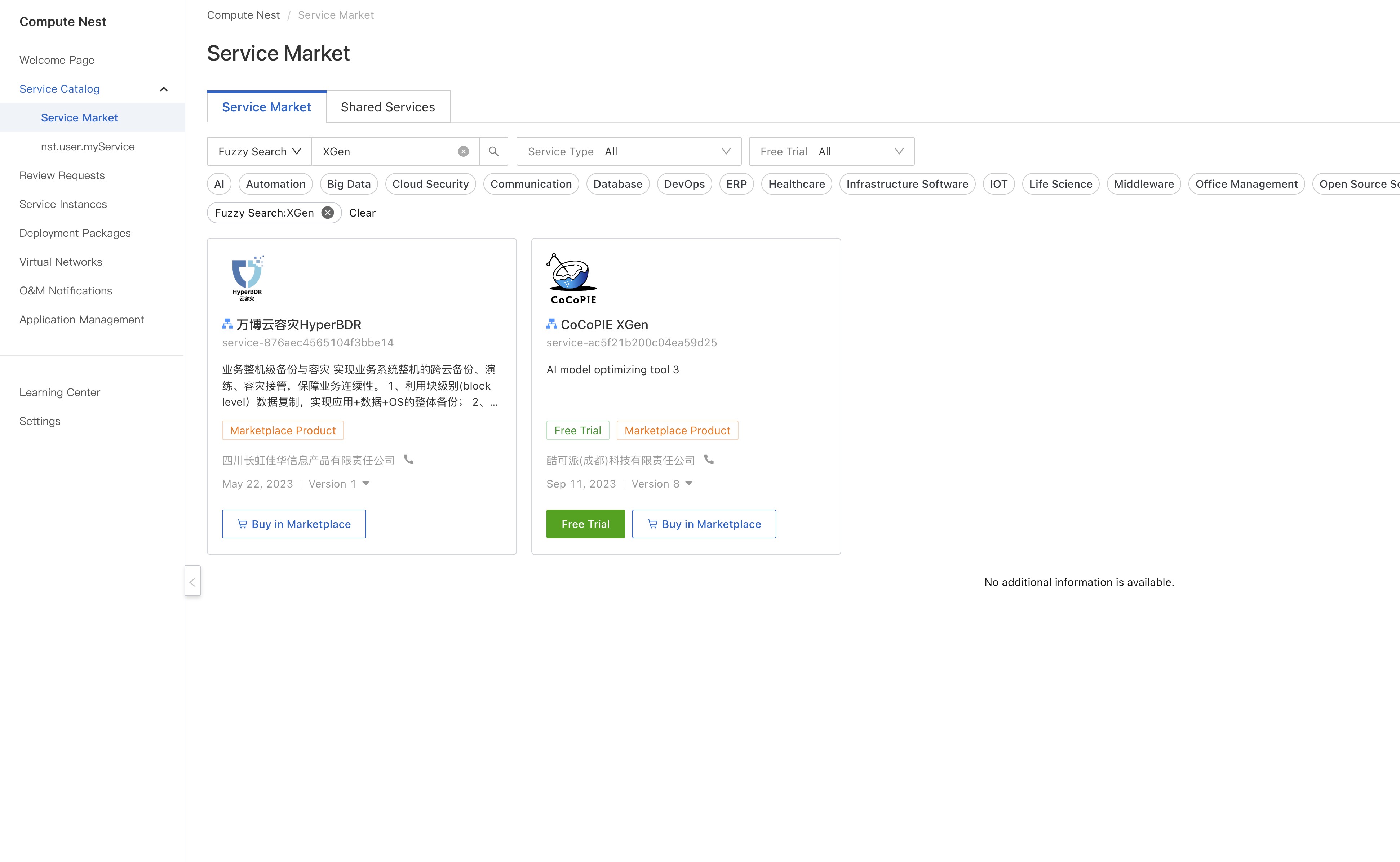 search for xgen