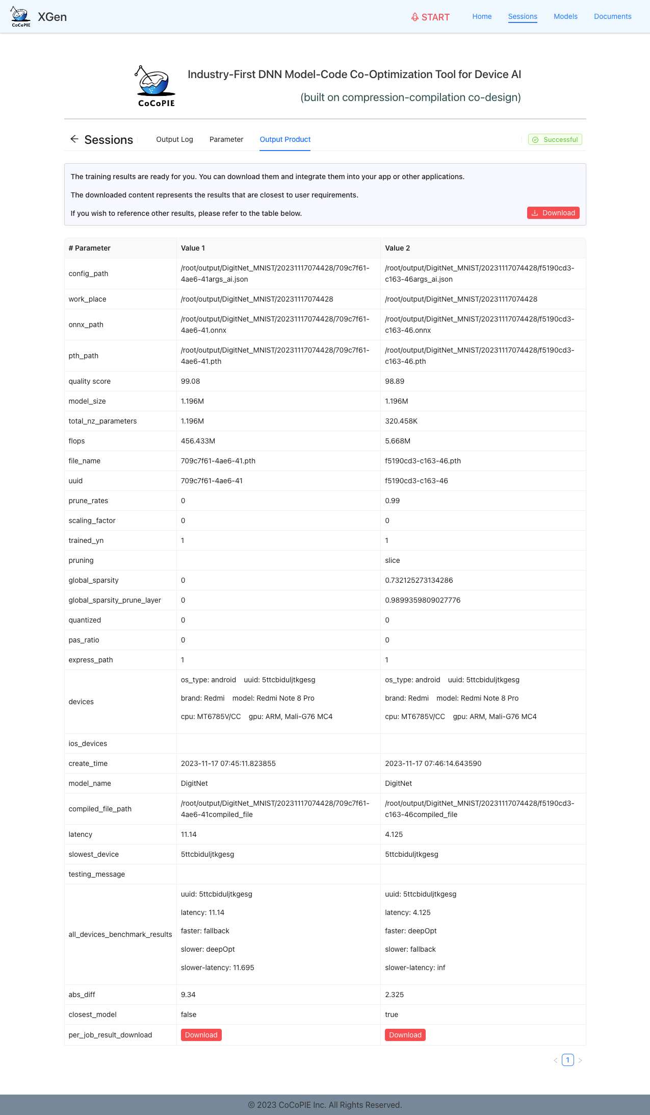 output product